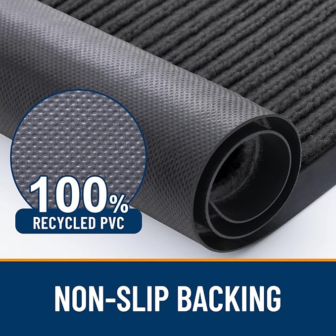 OLANLY Front Door Mat Indoor Outdoor Entrance, 2-Pack 35 x 23 Inch, Waterproof Heavy Duty Doormat, Fade Resistant, Low Profile, Easy Clean Patio Porch Welcome Floor Mats for Entry, Charcoal Grey