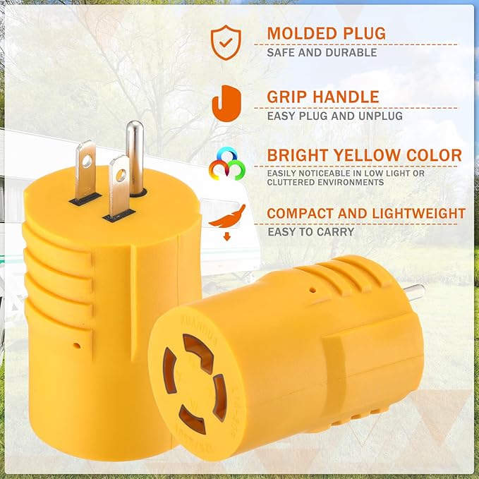Kanayu NEMA 5-15P to L14-30R Generator Transfer Switch Adapter 3 Prong Household 15Amp to 4 Prong Generator Lock 30Amp Adapter to House Inlet Box(Yellow)