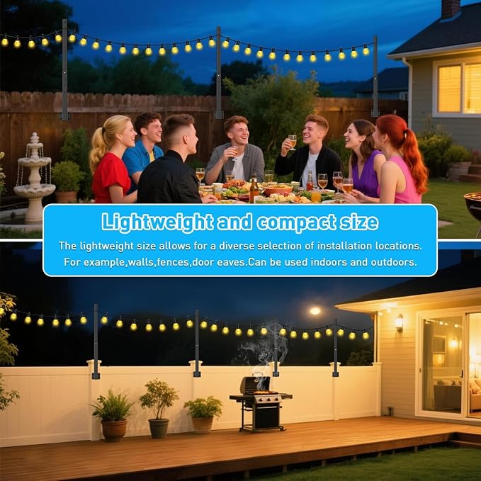 NUERPO 8 Pack String Light Poles,2.8Ft Metal Poles for Outdoor String Lights,Outdoor Light Poles with Post,Poles/Stand for Outside,Patio,Deck,Backyard,Garden Wedding,Party