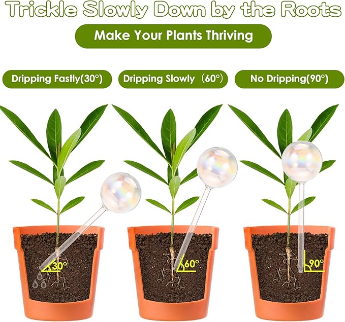 VZZNN 8 Pack Rainbow Glass Plant Watering Globes - Self Watering Planter Insert, Plant Watering Devices for Water Plants While Away, Indoor Outdoor Automatic Slow-Release Watering Bulbs
