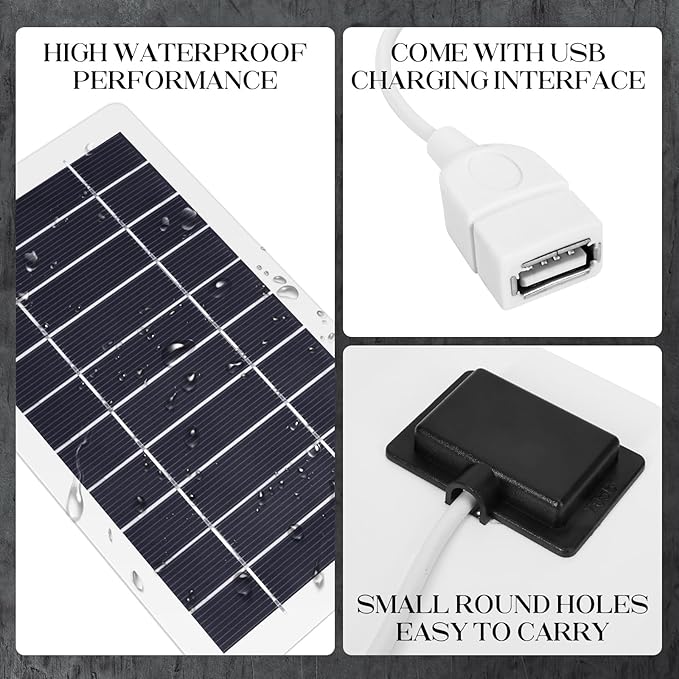 USB Solar Panel Charger,2pcs Portable Solar Panel Kit for Camera, Cell Phone Charging, Camping, Hiking, Outdoor Travel 5V 5W