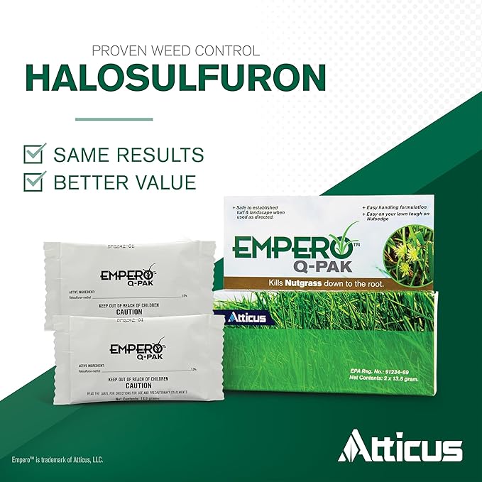 Atticus Empero Q-Pak Nutsedge Killer (2-Pack) Turf Herbicide - Kills Nut Grass in Established Lawns, Ornamental Turfgrass, & Landscape Areas - Halosulfuron - by Atticus