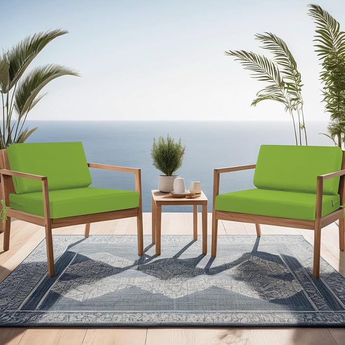idee-home Outdoor Chair Cushions for Patio Furniture, Outdoor Seat Cushion | Waterproof Hampton Bay Deep Seat Replacement Couch Cushions for Garden Backyard Deck 26.5 x 26.5 Green