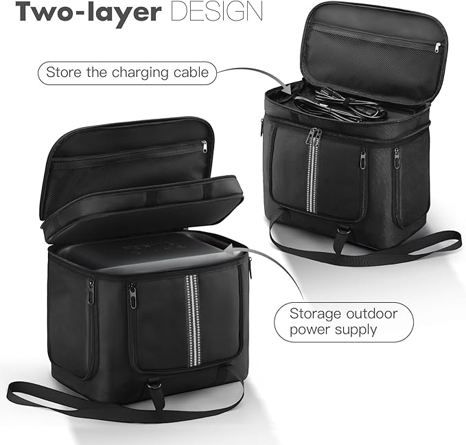 Power Station Carrying Case Compatible with Anker SOLIX C1000 / Gen 2 Portable Power Station Generator Protective Shoulder Bag Cover with Pocket for Outdoor Travel Camping Charging Accessories