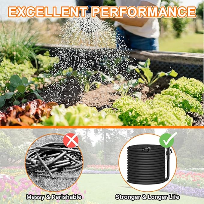 Garden Hose 75ft, Pliable lightweight Water Hose with Triple Layer 3/4" Fittings Ergonomic Grip Indoor & Outdoor Use Gift for Lawn Car Watering Plants Black
