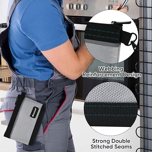 TICONN Gel Knee Pads for Work + Tool Pouches with Zipper (6 Pack Combo)
