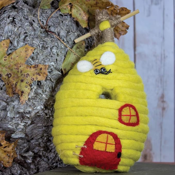 Global Crafts Bird House - Honey House Design - 30.7 x 16.8 x 16 cm - Wool