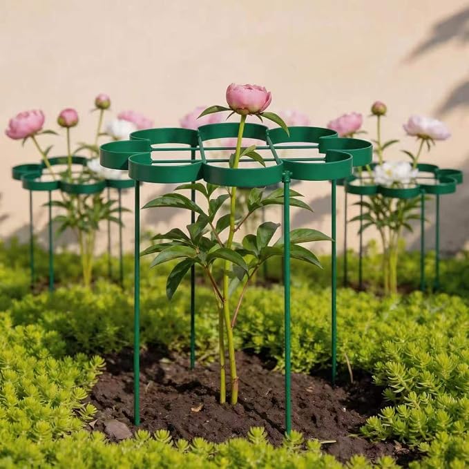 Peony Cages and Supports - Outdoor Plant Support for Peonies & Dahlias - Durable Flower Support System with Snake Ring Stakes - Ideal Gift for Gardening Enthusiasts