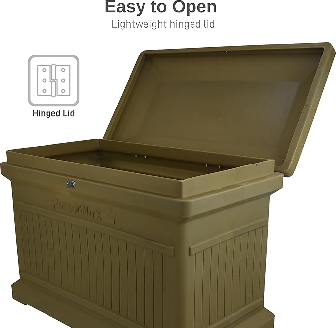 RTS Home Accents ParcelWirx Premium Horizontal Storage Cabinet/Lockable Package Delivery Box with Hinged Lid, Oak