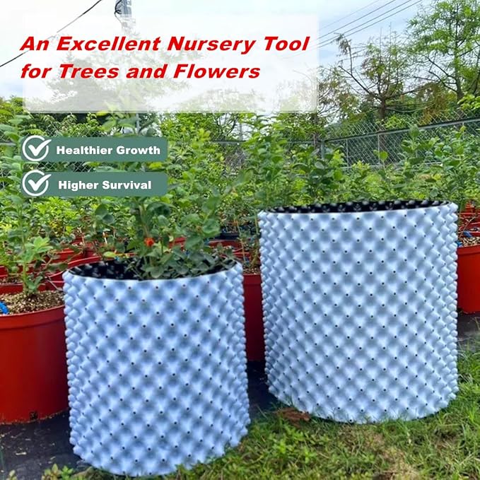 Air Pruning Plastic Root Control Containers/pots Nursery pots for Plants (White, 50cm Tray 5sets)