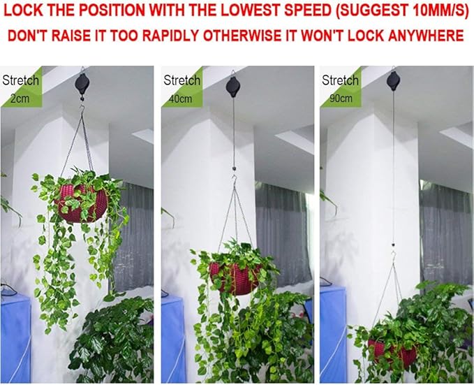 6 Pack Plant Hook Pulley, Retractable Plant Hanger Easy Reach Hanging Flower Basket for Garden Baskets Pots and Birds Feeder Hang High up and Pull Down to Water or Feed, White