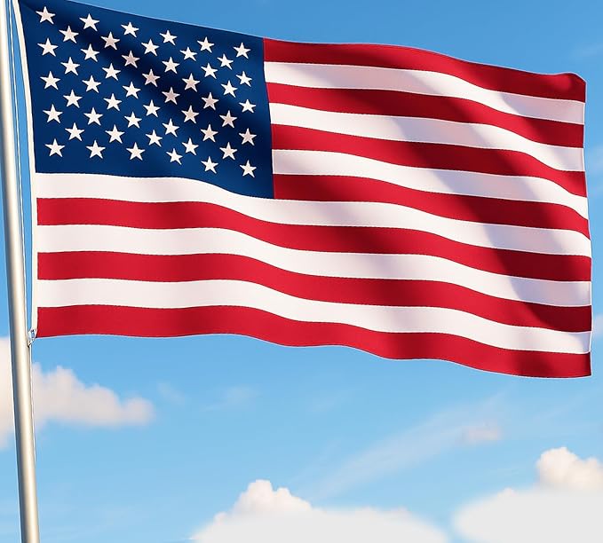 American Flags for Outside - 5x8 USA Flag With Embroidered Stars & Sewn Stripes – Heavy Duty UV Treated Polyester (Tougher Than Nylon), 70% More Fade Resistant