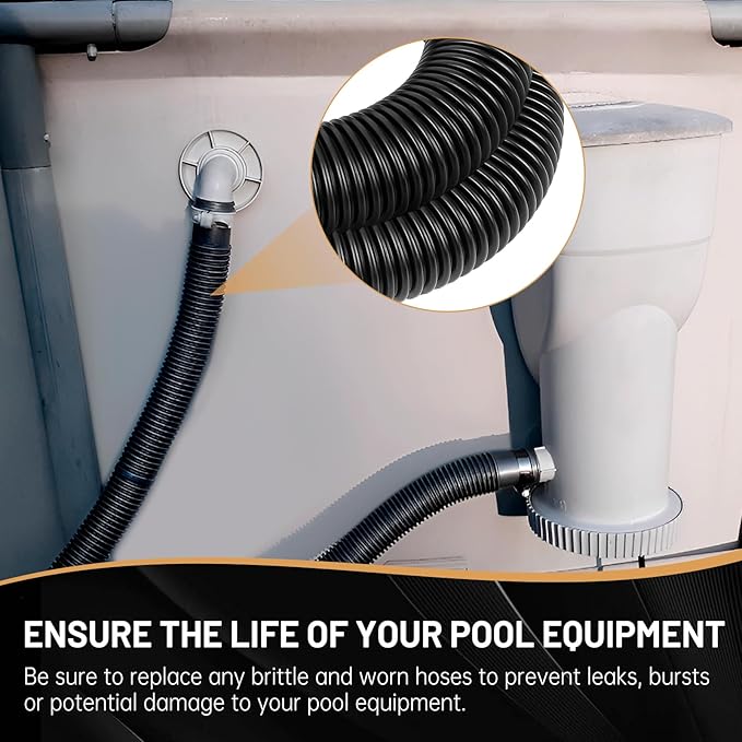 Pool Pump Filter Connection Hose 1-1/2" by 3FT, Replacement Hose for Above Ground Pools Skimmer Filters & Pumps, Black