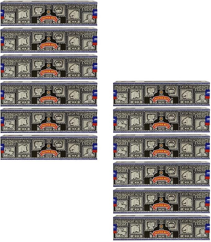 Super Hit Incense Sticks 40g and Holder Bundle - Pack of 12 (Approx 480 Sticks)