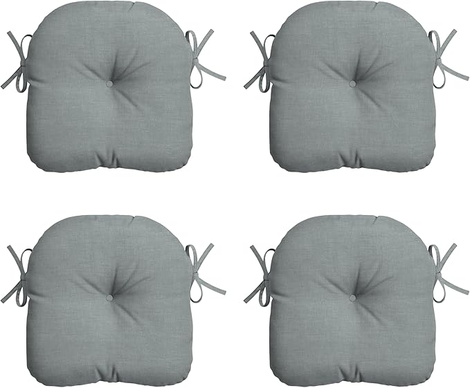 Arden Outdoor Tufted Bistro Seat Cushion, Set of 4, 14.5 in x 15 in, Rain-Proof, Fade Resistant Stone Grey Leala