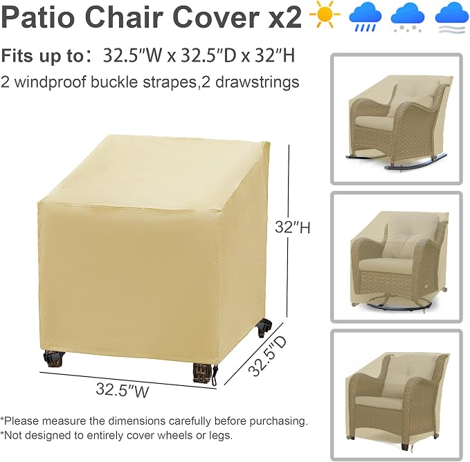 Patio Furniture Covers,Outdoor Furniture Cover Waterproof,Patio Furniture Set Covers for 4 Piece Outdoor Conversation Set,Patio Covers Set X-Large (Beige)