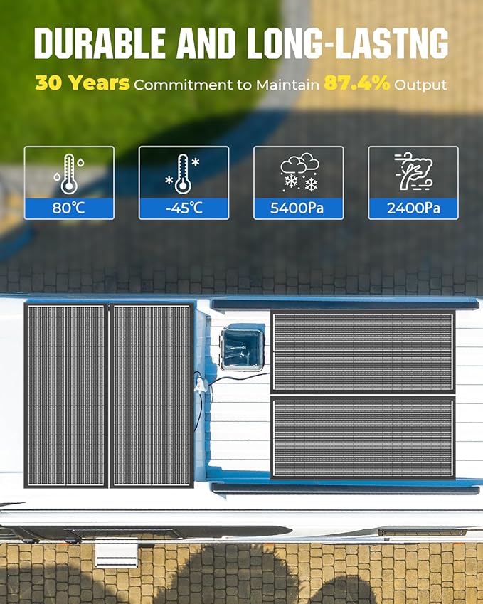 18BB N-Type 800 Watt Solar Panel, 12V 8PCS 100W Solar Panels, 25% High-Efficiency, Monocrystalline PV Modules, for RV, Marine, Boat, Shed Farm, Rooftop, Farm and Off-Grid System