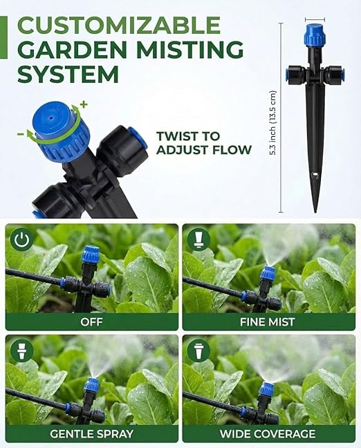 Drip Irrigation System，1/4" Blank Distribution Tubing Watering Hose, DIY Micro Sprinkler Automatic Plant Waterer for Garden, Greenhouse, Raised Bed, Patio & Outdoor Plants （59FT