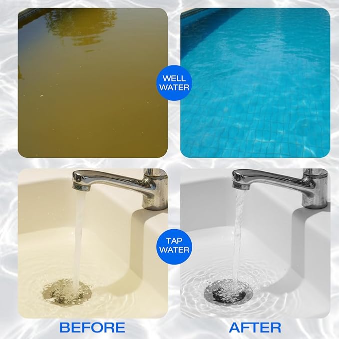 H&G lifestyles Pool Filling Hose Water Filter, Garden Hose Iron Filter for Well Water, Reduces Calcium Magnesium, Hot Tub & Pool Water Filter System, 3/4" GHT Brass Fittings, 70,000 Gallons