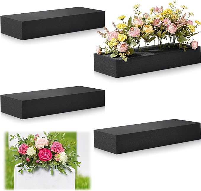 Lallisa 8 Pcs Reusable Floral Foam Blocks Water Weather Resistant Dry Floral Foam for Artificial Flower Arrangements Outdoor Flower Boxes Hanging Planters Wedding Home Decor (11.8 x 4.7 x 2'',Black)