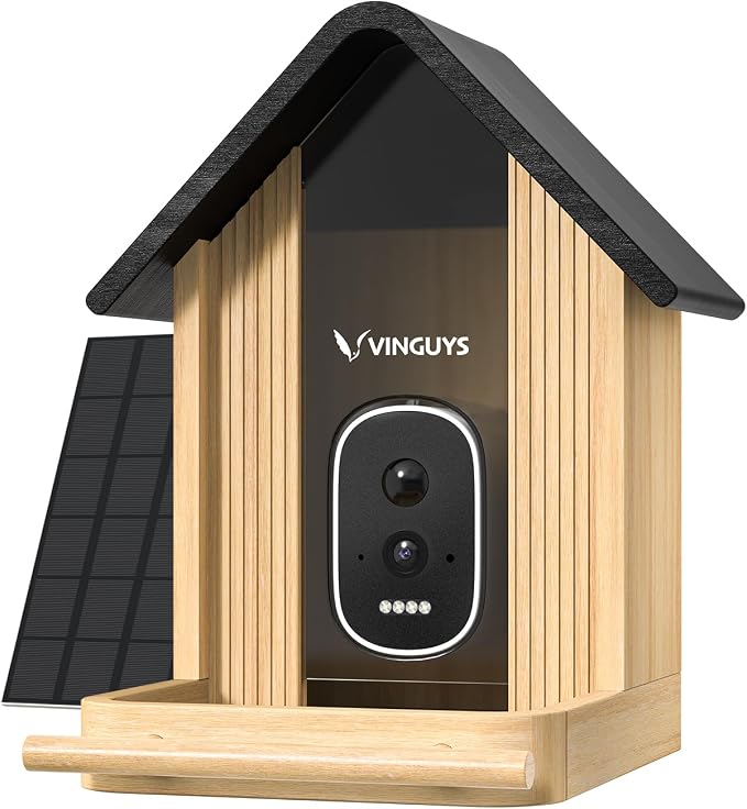 Smart Bamboo Bird Feeder with Camera | 2.5K UHD AI Identification, Real-time Videos & Pictures, Wireless Solar Powered, Outdoor, Ideal for Garden Birding