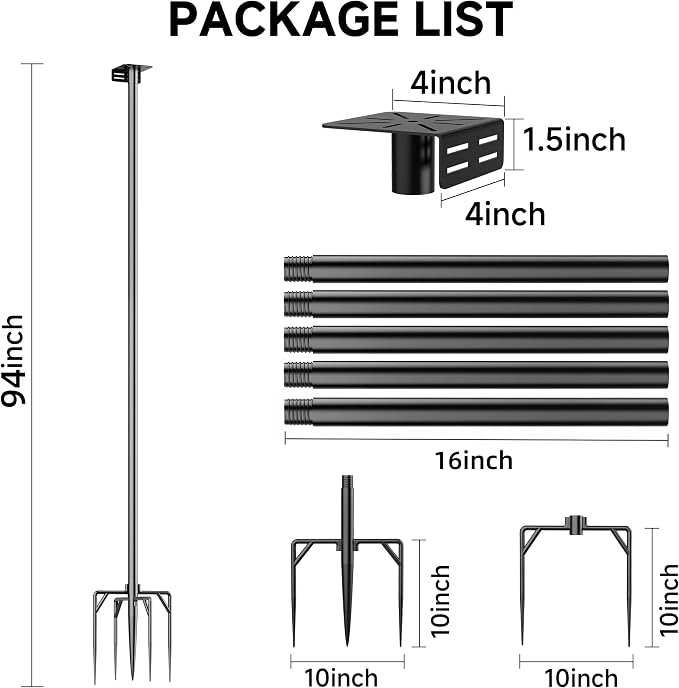 Bird House Pole Stand, Dia 1 Inch Smart Bird Feeder Pole for Camera Birdfeeder, Feeding Station for Outdoors Heavy Duty, Compatible Post Mount 94"