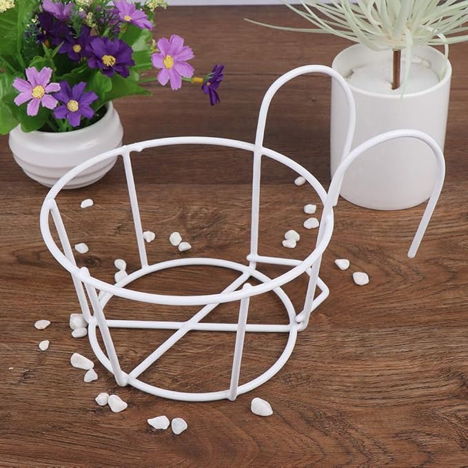 1 Pack Hanging Railing Planters Flower Pot Holders Plant Iron Racks Fence Metal Potted Stand Mounted Balcony Round Plant Baskets Shelf Container Box for Indoor and Outdoor Use-White,Garden Steel Pots