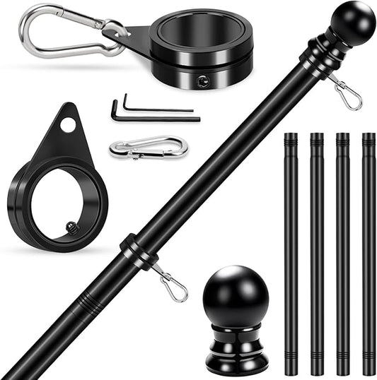 House Flag Pole, REERON 5 FT Metal Spinning Flag Poles Kit, 1" Tangle Free Stainless Steel Flagpole with 360° Flagpole Rings for Outside House Porch Residential Wall Mount for 3x5 Flag,Without Bracket