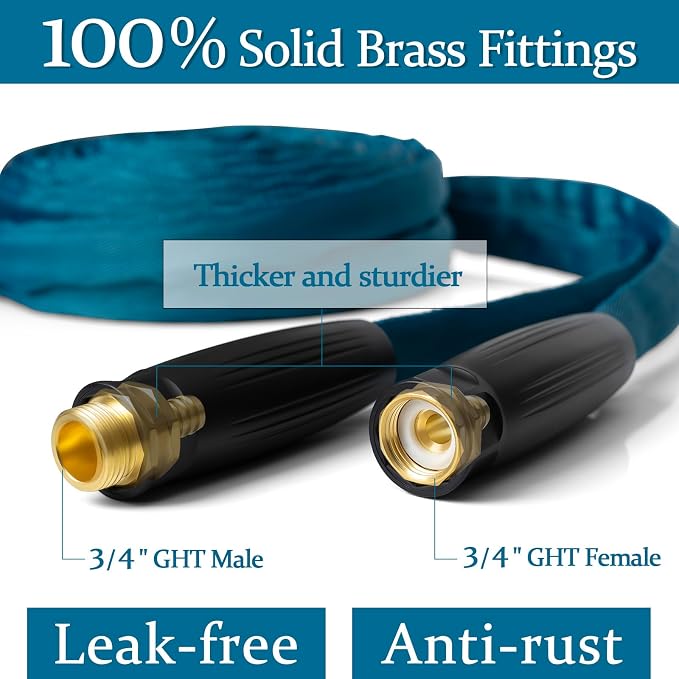 Garden Hose 25 ft, Made of TPE (BetterThan PVC/Hybrid Polymer), Lightweight yet Durable Water Hose with Ergonomic Grip, Drinking Water Safe Material, All-Weather, 3/4" GHT Fittings