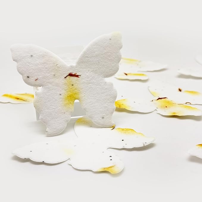 50pcs Large Yellow Butterfly Seed Paper – Writable & Plantable Wildflower, Mom's Gift for Mother’s Day, Use for Wedding, Baby Shower, Party Favors & Easter Decorations