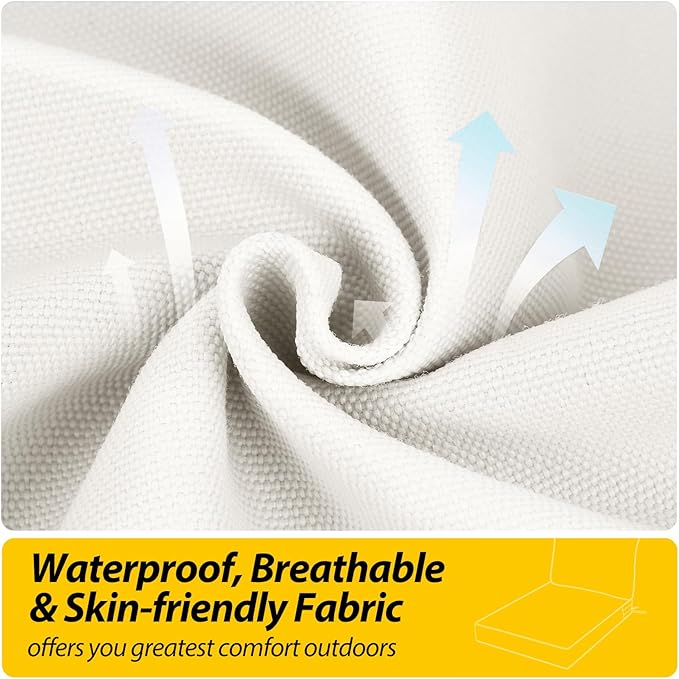 AAAAAcessories Outdoor Seat Cushions for Chairs, Fade-Resistant, Waterproof Patio Furniture Replacement Cushions, 22" x 24" x 5" + 22" x 19", Creamy White