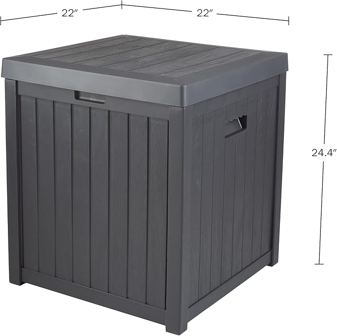 Pure Garden Outdoor Storage Box, 50-Gallon Waterproof Deck Box, Durable Resin Storage Box with Snap-lock Lid and Built-in Handles for Backyard, Deck or Patio, Gray
