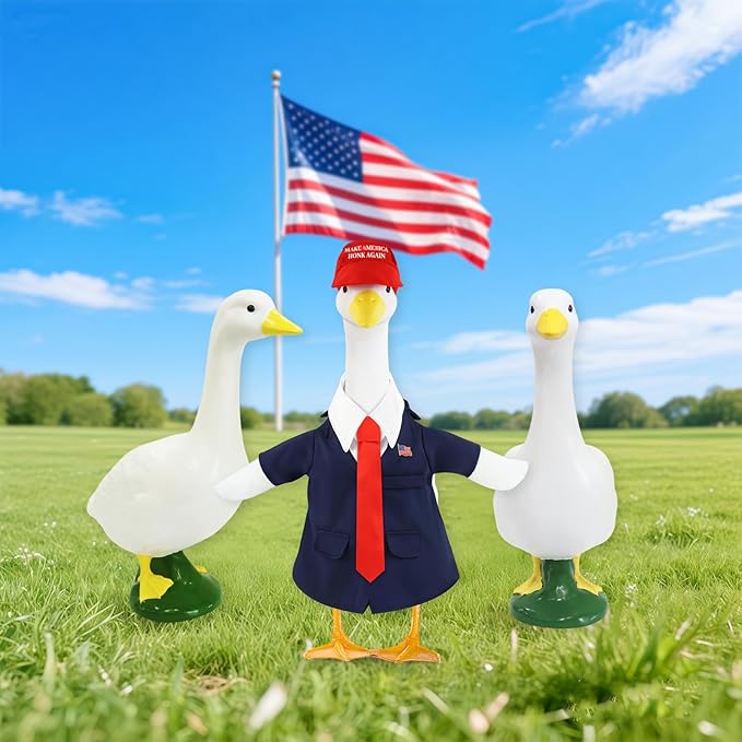 3 Pcs Porch Goose Outfits, for 23-28 Inch Porch Goose,Patriotic Costume for Plastic/Cement Statue for Outdoor Courtyard Garden Terrace Art Decoration (23-28IN, 23-28IN)