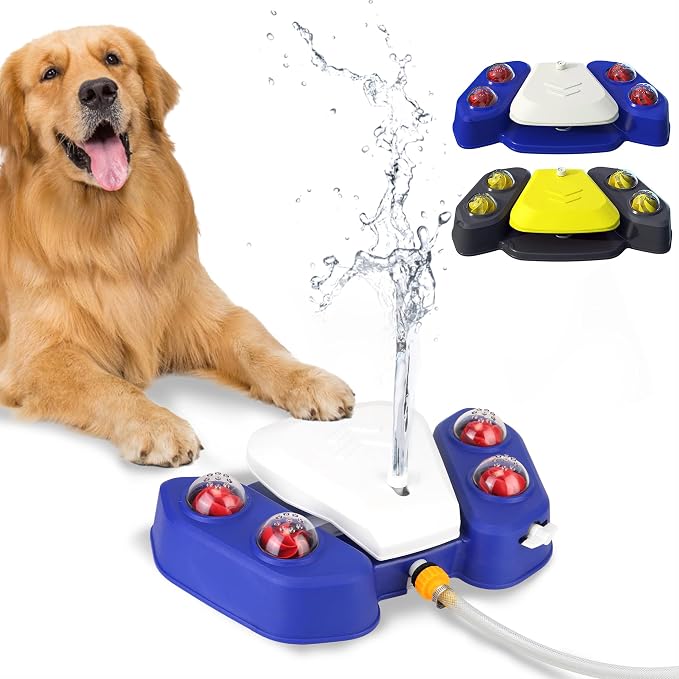 Dog Water Fountain Step On, Outdoor Paw Activated Water Fountain for Dogs, Paw Activated Drinking Water Toy with Hose for Fresh Water, Upgrade Copper Valve Set(Blue)