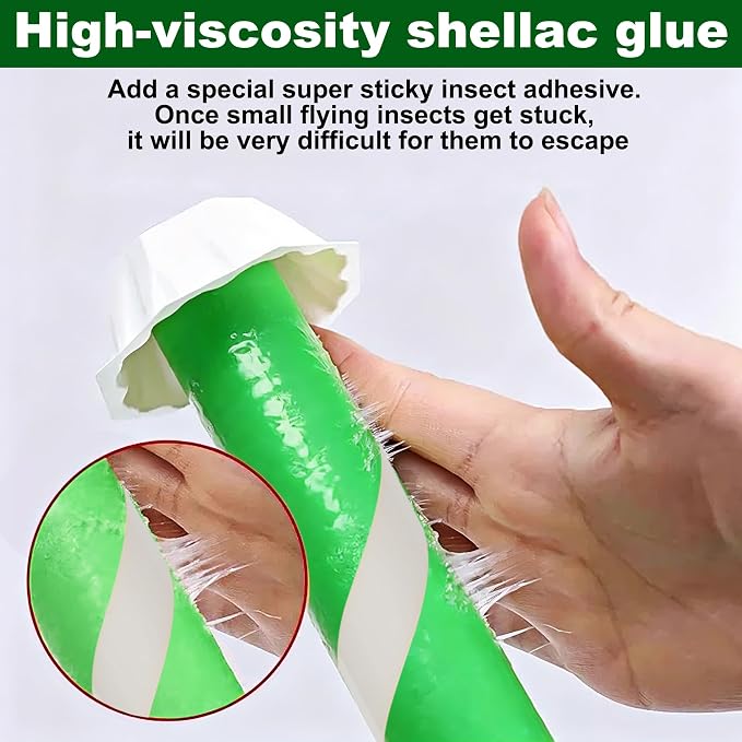 Fly Stick Sticky Fly Traps for Indoors Outdoor 12pk, Sticky Hanging Fly Stick, Flying Insect Trap, wasp Trap（Fluorescent Strip Green）