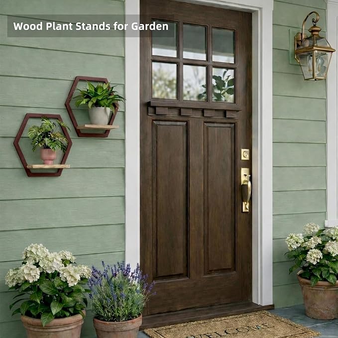 3 Pack Solid Wood & Heavy Duty Metal Wall Plant Stands,9 inch Natural Wood Shelf, Boho Arch Hanging Planter for Indoor 25 LB Load for Plants Coffee