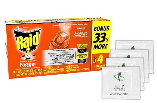 Raid Concentrated Fogger 1.5 Oz - 3 Pack W/Health and Outdoors Wipes