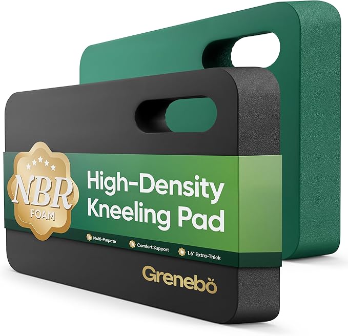 Grenebo 2-Pack 1.6" Extra Thick NBR Foam Garden Kneeling Pads, Ultra Soft Cushion Kneeling Pads for Gardening, Gardening Kneeling Pad for Baby Bathing, Work, Exercise, 17.3×11×1.6 in, Black Green