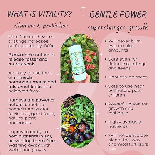 VermisTerra Vitality 16 oz - Growth Accelerator, Energy Booster, Seedling Fertilizer, Organic Plant Food, Promote Rapid Growth, All Plants, Root Cuttings, Will Not Burn, Reduces Transplant Shock