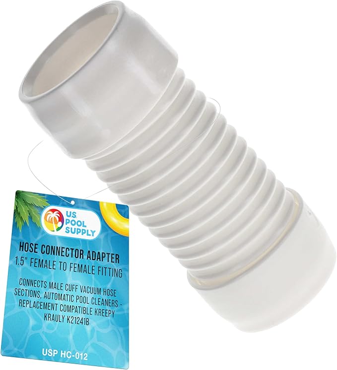 U.S. Pool Supply Hose Connector Adapter, 1.5" Female to Female Fitting, Connects Male Cuff Vacuum Hose Sections, Automatic Pool Cleaners - Replacement Compatible Kreepy Krauly K21241B