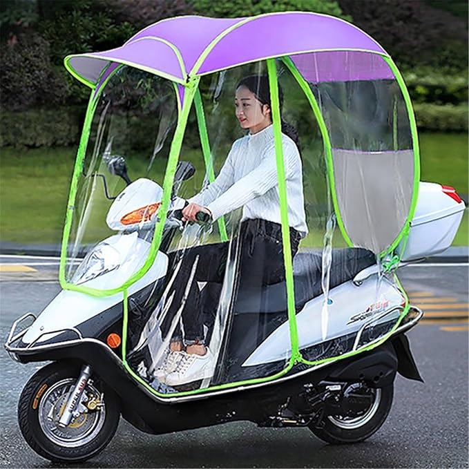 YUANXIN Motorcycle Awning Canopy E-Bike Carport Awning Canopy Storage Motorcycle Rain Shelter Transparent Umbrella Carport (Pink)