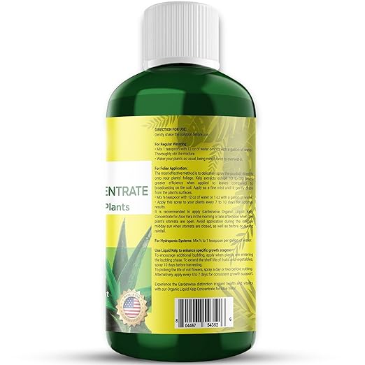 GARDENWISE Organic Premium Kelp Seaweed Fertilizer - Liquid Hydroponics Fertilizer - Liquid Plant Food - Nutrient-Rich Soil Enhancer - Natural Plant Food for Aloe Vera (8 OZ)