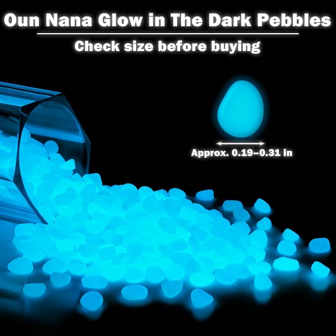 900pcs Glow in the Dark Rocks for Outdoor Garden & Aquarium – White Luminous Stones for Landscaping, Pathway, Patio, Driveway, Walkway, Fish Tank, Plant Pots