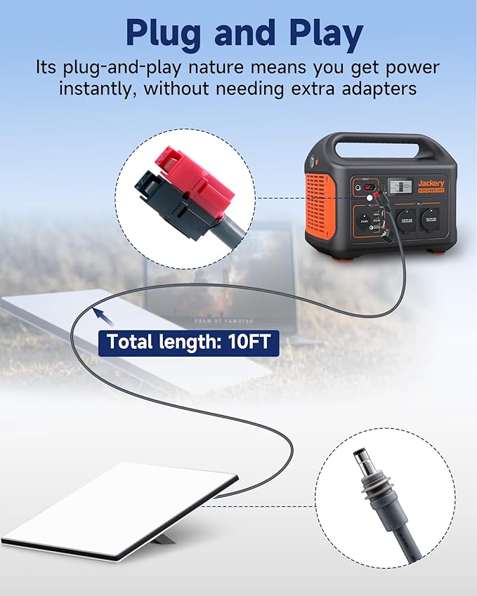 DC Power Cable for Starlink Mini Compatible with Anderson Connector, 10FT 18AWG Waterproof DC 5.5x2.1mm to Pole Plug Adapter Cord for Solar Generator RV Battery Bank