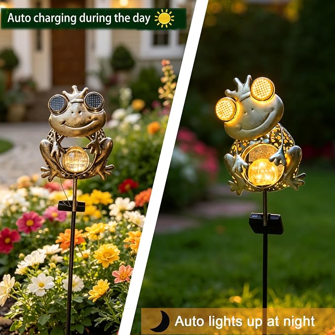 Solar Frog Garden Light,Glowing Eye Solar Lights,Outdoor Waterproof Frog Solar Light for Yard Lawn Pathway Decor,Gift for Nature Lovers(Frog)