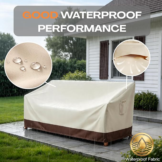 Extra Outdoor Sofa Cover, Large 3-Seater Patio Sofa Covers Waterproof Up to 8500 Pa, Heavy-Duty Patio Furniture Couch Cover with Air Vents, 85" W x 37" D x 35" H