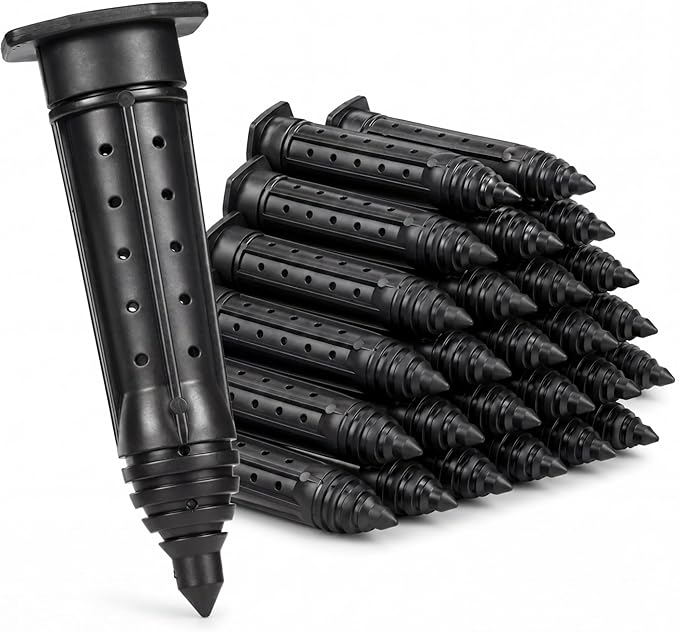 Junkin 18 Pack Tree Watering Stake Large UV Protected ABS Plastic Deep Root Irrigation Spike for Garden Shrubs Bushes Shrubs Flowers Fruits Vegetables Potted Plants (8 Inch)