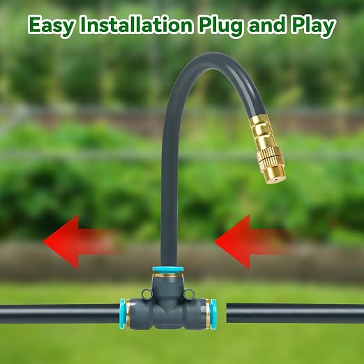 360°Adjustable Drip Irrigation System 200FT,5/16" Extra Long Garden Watering Kit with 32 Copper Nozzles,141Pcs Drip Irrigation Kit，Automatic Atomizing Plant Sprinkler for Large Yard, Greenhouse, Lawn