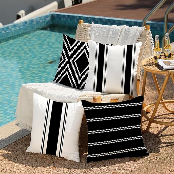 DFXSZ Outdoor Pillow Covers 20x20 Inch Set of 4 Waterproof Modern Geometry Throw Pillows Outdoor Summer Waterproof Decor for Patio Funiture Garden Polyester Cushion Covers 013A
