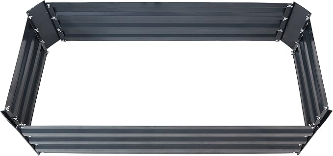 Sunnydaze Galvanized Raised Garden Bed Kit - 4x2x1 ft Outdoor Raised Garden Bed - Metal Planter Box for Vegetables, Flowers, Herbs - Dark Gray - 4' x 2' Rectangle